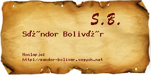 Sándor Bolivár névjegykártya